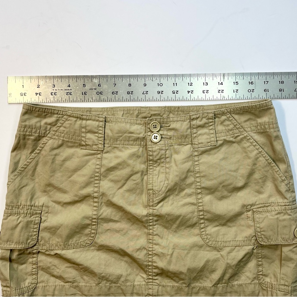 90s Y2K Vintage London Jean Chino Cargo Mini Skirt Sz 8 Khaki Cotton Beige - Picture 5 of 8